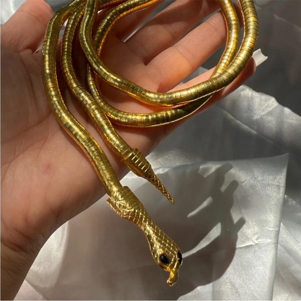 Flexible multi purpose serpenti Gold Snake Necklace - Picture 3 of 10